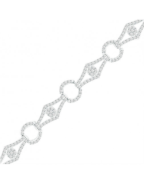 Diamond and Round Design Pave set Diamond Bracelet in 18ct White Gold